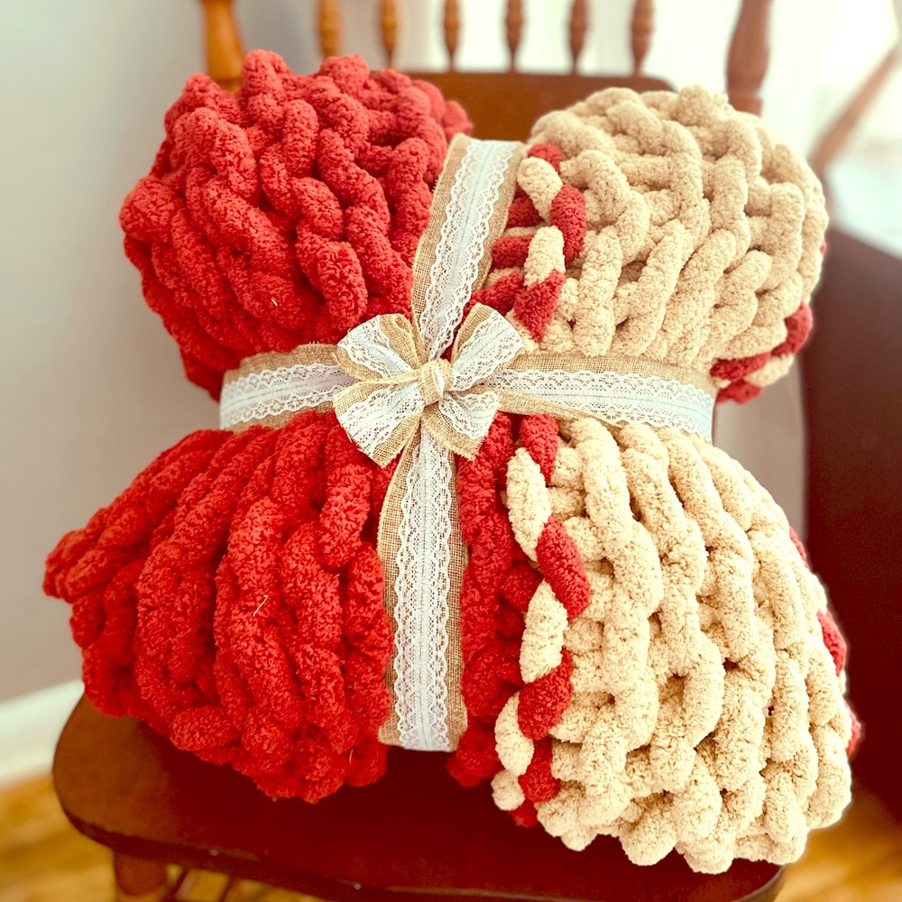 Hand-knit Chunky Knit Blanket